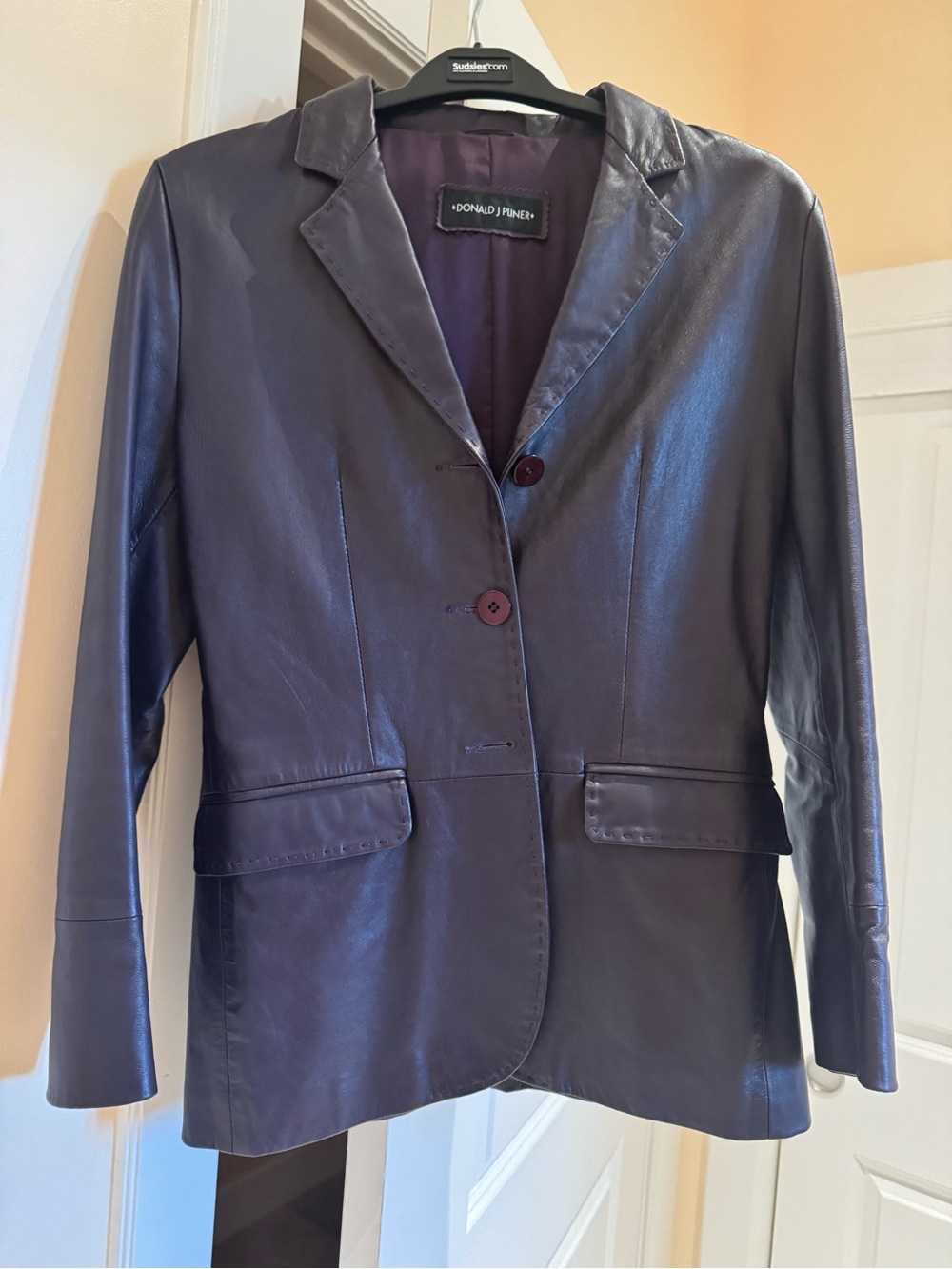 Donald J. Pliner Women's Purple Leather Blazer Jacket Size Small